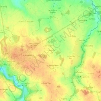 La Borderie topographic map, elevation, terrain