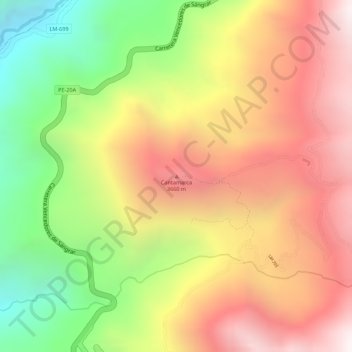 Cantamarca topographic map, elevation, terrain