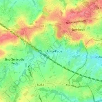 Sint-Anna-Pede topographic map, elevation, terrain