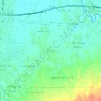 Proto topographic map, elevation, terrain