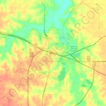 Mexico topographic map, elevation, terrain