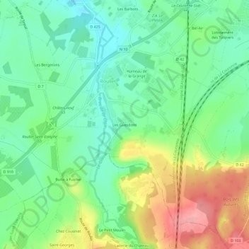 Les Guesdons topographic map, elevation, terrain