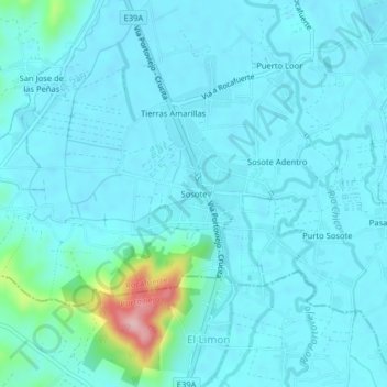 Sosote topographic map, elevation, terrain