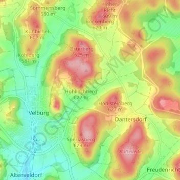 St. Wolfgang topographic map, elevation, terrain
