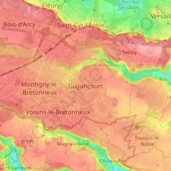 Guyancourt topographic map, elevation, terrain