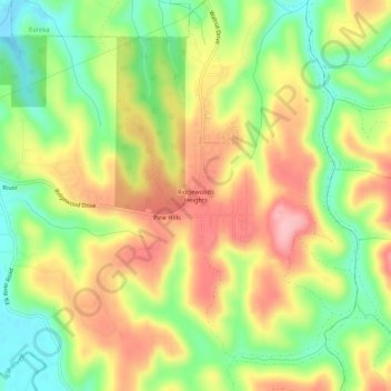 Ridgewoods Heights topographic map, elevation, terrain