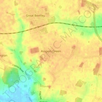 Aingers Green topographic map, elevation, terrain