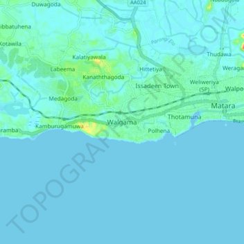 Walgama topographic map, elevation, terrain