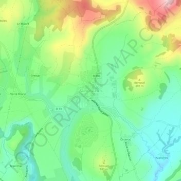 Saint-Paulien topographic map, elevation, terrain