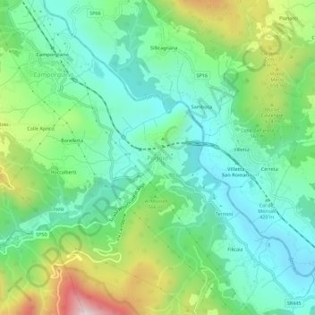 Poggio topographic map, elevation, terrain