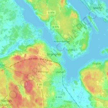 Strängnäs topographic map, elevation, terrain