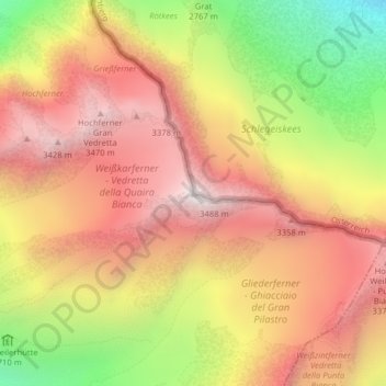 Hochfeiler topographic map, elevation, terrain
