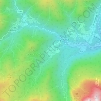 Pralongo topographic map, elevation, terrain