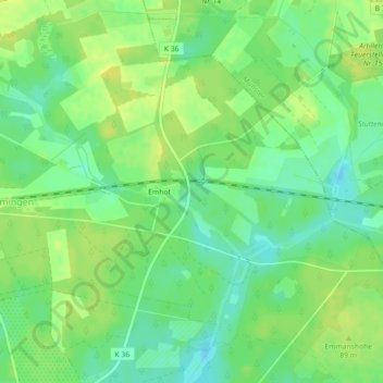 Lüneburg Heath topographic map, elevation, terrain