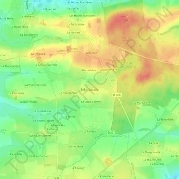 Belle-Fontaine topographic map, elevation, terrain