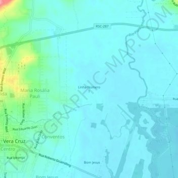 Linha Número 1 topographic map, elevation, terrain
