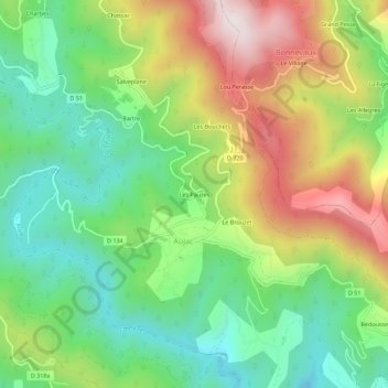 Les Pauzes topographic map, elevation, terrain
