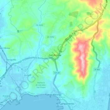 San Roque topographic map, elevation, terrain