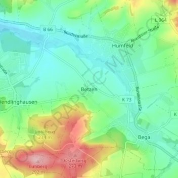 Betzen topographic map, elevation, terrain