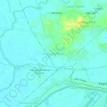 Kampung Naga topographic map, elevation, terrain