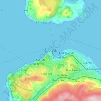 Gourock topographic map, elevation, terrain