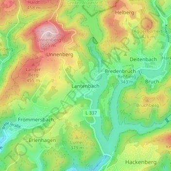 Lantenbach topographic map, elevation, terrain