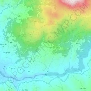 Vilar de Lobos topographic map, elevation, terrain