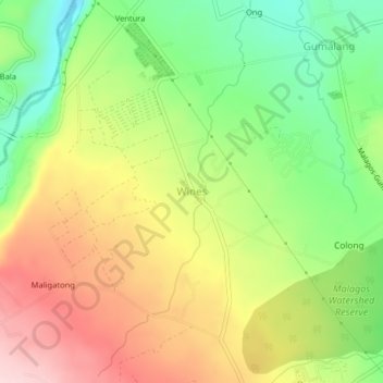 Wines topographic map, elevation, terrain