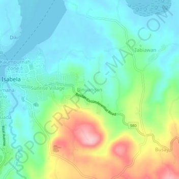 Binuangan topographic map, elevation, terrain