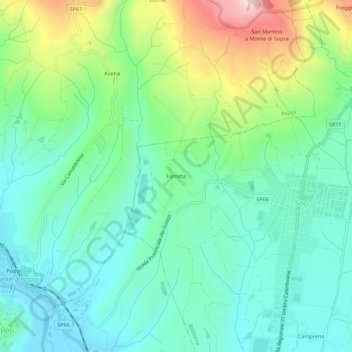 Farneta topographic map, elevation, terrain