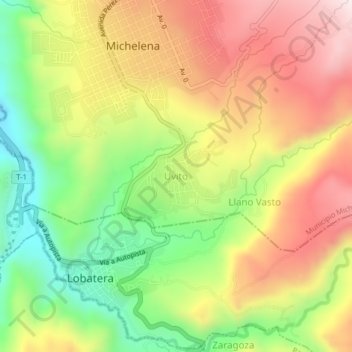 Uvito topographic map, elevation, terrain