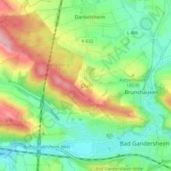 Clus topographic map, elevation, terrain