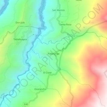 Pallatanga topographic map, elevation, terrain