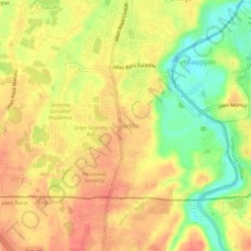 Suradita topographic map, elevation, terrain