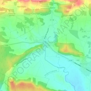 Serviers topographic map, elevation, terrain