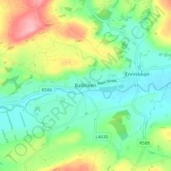 Ballineen topographic map, elevation, terrain