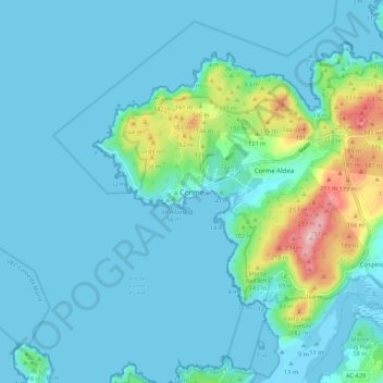 Corme topographic map, elevation, terrain
