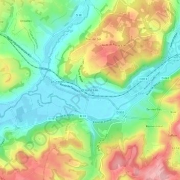 Ceint d'Eau topographic map, elevation, terrain