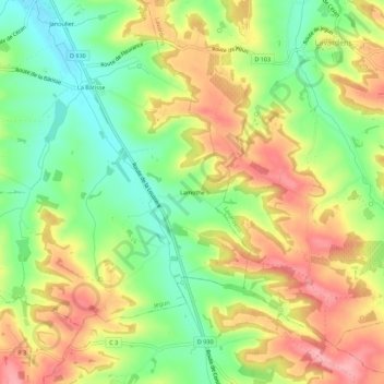 Lamothe topographic map, elevation, terrain