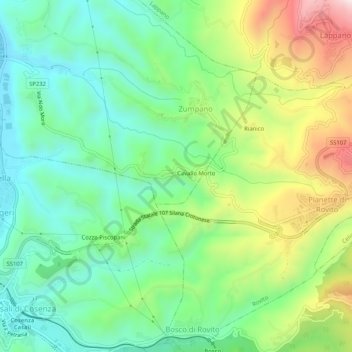 Rovella topographic map, elevation, terrain