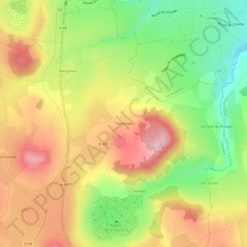 Fourches topographic map, elevation, terrain