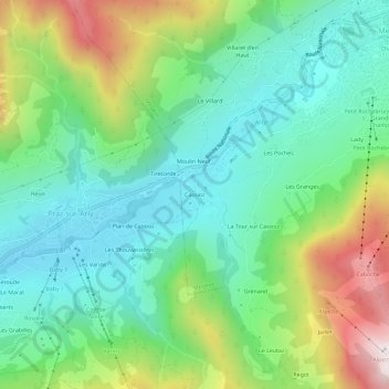Cassioz topographic map, elevation, terrain