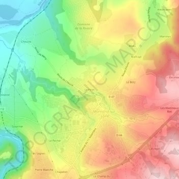 Le Pinet topographic map, elevation, terrain