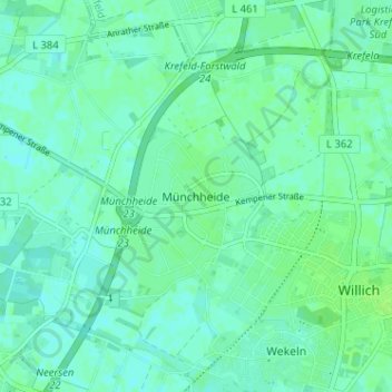 Münchheide topographic map, elevation, terrain