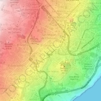 San Jerónimo topographic map, elevation, terrain