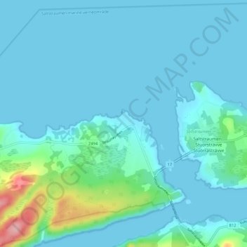 Straum topographic map, elevation, terrain