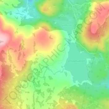 Vendalen topographic map, elevation, terrain