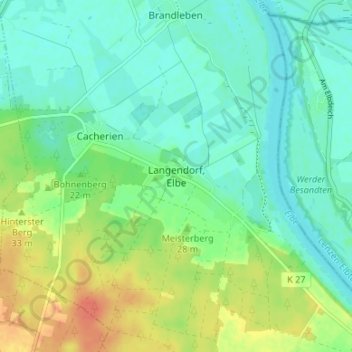Langendorf, Elbe topographic map, elevation, terrain