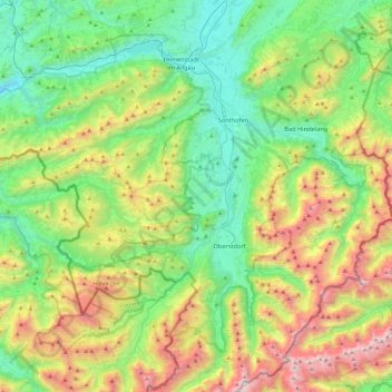 Obermaiselstein topographic map, elevation, terrain