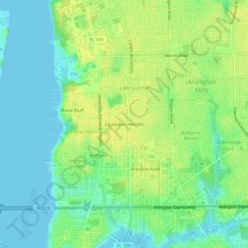 Eggleston Heights topographic map, elevation, terrain